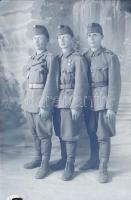 cca 1940 Katonaportrék, 3 db üvegnegatív, 15x10 cm