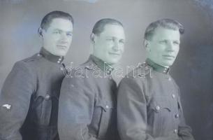 cca 1940 Katonaportrék, 3 db üvegnegatív, 15x10 cm