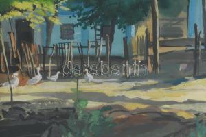 Velten Armand (1890-1974): "Erdőben" (Gödöllő környéki táj), 1930-40 körül. Tempera, karto...