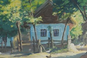 Velten Armand (1890-1974): "Erdőben" (Gödöllő környéki táj), 1930-40 körül. Tempera, karto...