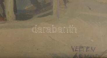 Velten Armand (1890-1974): Köszörülés (Gödöllő környéke), 1930-40 körül. Tempera, karton. Jelezve jo...