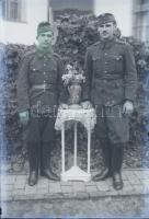 cca 1940 Katonaportrék, 4 db üvegnegatív, 15x10 cm