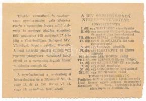 1957. "Budapesti Ipari Vásár" tárgysorsjáték sorsjegye 3Ft értékben "L sorozat" ...