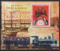 1998 125 éves a Fiume-Karlócai vasút "Helyesen: Károlyváros (Karlovac)" felülnyomással