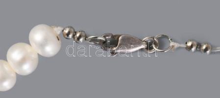 Tenyésztett gyöngy nyaklánc, ezüst (Ag) szerelékkel, h.42 cm