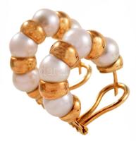 Fülbevaló pár, 18k arany (Au) , gyöngyökkel ékítve, Jelzett, magyar fémjellel. 11,66 g d: 24 mm