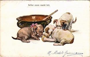 Selber essen macht fett / dogs, puppies. B.K.W.I. 340-5. s: H. Mechle-Grosmann (EB)