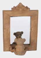 Asztali tükör mackó figurával, m: 22 cm