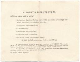 1962. MABÉOSZ (Magyar Bélyeggyűjtők Országos Szövetsége) tárgysorsjáték szelvény, 4Ft értékben, háto...