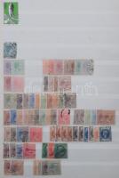 Összeállítás vegyes modern és régi külföldi bélyegekből postatisztákkal, sorokkal A4-es berakóban