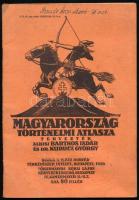 1939 Barthos - Kurucz: Magyarország történelmi atlasza. Bp., 1939, M. Kir. Honvéd Térképészeti Intézet, 16 p. Kiadói tűzött papírkötés, kissé foltos, hullámos.