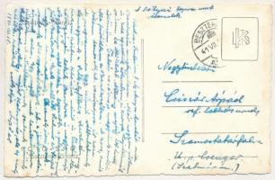 1941 Beszterce, Bistritz, Bistrita; Kórház utca, Czitron üzlete, Evangélikus templom / street view, ...