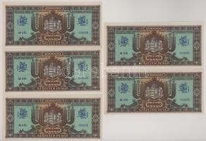 1945. 100.000P (5x) sorszámkövető hármas: "M 535 030668 - 030670" és egyugrásos előzmények...