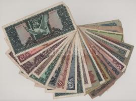 Vegyes 22db-os pengő bankjegy tétel, közte kevés adópengő és "Vöröshadsereg Parancsnoksága&quot...