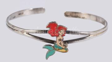 Ezüst (Ag) gyermek karperec, zománcozott hableány mintával, Disney, 4,6g