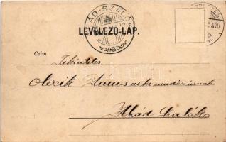 1900 Debrecen, Piac utca, üzletek. Nachbargauer János kiadása (ázott / wet damage)