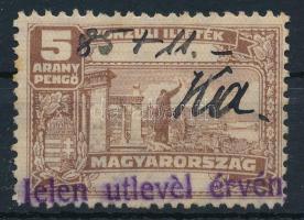1931 5 aranypengő konzuli illeték bélyeg