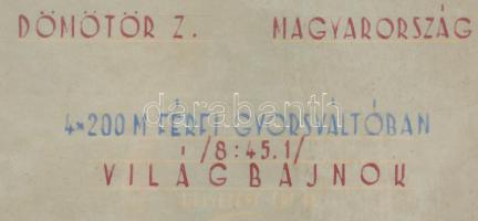 1954 A XII. Nyári Főiskolai Világbajnokság oklevele a Dömötör Zoltán (1935-2019) olimpiai érmes, kés...