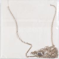 Ezüst (Ag) nyaklánc szintetikus rubin befoglalással, jelzett, bruttó 9,4g