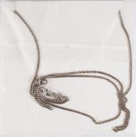 Ezüst (Ag) nyaklánc borostyán befoglalással, h:50 cm, bruttó 7g