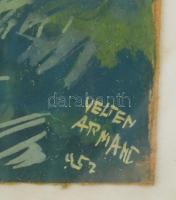 Velten Armand (1890-1974): Gödöllői dombság, 1952. Tempera, papír. Jelezve jobbra lent. Üvegezett, k...