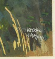 Velten Armand (1890-1974): Gödöllő környéki fák. Tempera, papír. Jelezve jobbra lent. Üvegezett, kis...