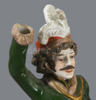 Porzellanmanufaktur Kister Napóleon és Joachim Murat lovas figurák, jelzett, 1-1 sérüléssel, hiánnya...