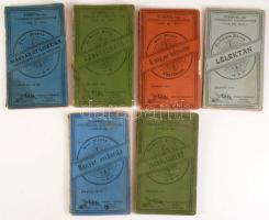 Stampfel-féle tudományos zsebkönyvtár 6 kötete: Gaal Mózes: Kis magyar stilisztika. Szerkesztéstan és verstan.; Kis magyar rethorika.; A magyar helyesírás törvényei.; Somlói Bódog: Szociológia.; Jogbölcselet.; Schmidt Márton: Lélektan. Pozsony-Bp., 1899-1902, Stampfel Károly. Kiadói papírkötés, változó állapotban