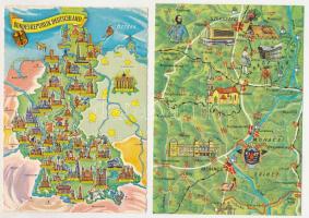 12 db MODERN térképes képeslap / 12 modern map postcards