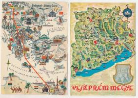 10 db MODERN térképes képeslap / 10 modern map postcards