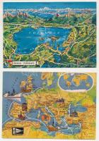 10 db MODERN térképes képeslap / 10 modern map postcards