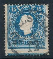 1858 15kr II.a. kék, alul Andráskereszt végződéssel / 15kr II.a. blue with St. Andrew cross part &qu...