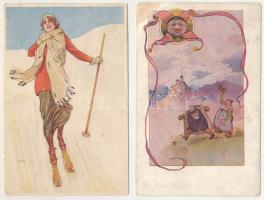 57 db régi, sérült képeslap, olasz art deco pl. Muggiani, Degi, színész, art nouveau, művész- és gra...