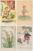 44 darab főleg modern grafikai lap, gyerek, humor, üdvözlő, köztük jelzettek