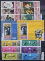 Olimpia motívum gyűjtemény maradvány 127 bélyeg sorokkal + 14 blokk 16 fekete lapos A4-es Leuchtturm berakóban