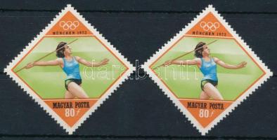 1972 Olimpia München 80f vékonyabb és vastagabb fekete felirattal