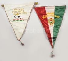 ca 1960-1980 2 db sport zászló Dömötör Zoltán olimpiai bajnok vízilabdázó gyűjteményéből, Magyar Népköztársaság selyem, Magyar Vízilabda Szövetség kb 45 cm