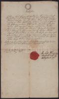 1801-1820 2 db szignettás okirat, német nyelven, az egyiken sérült viaszpecséttel
