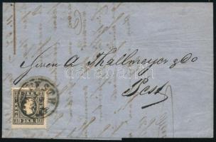 1860 3kr II. típus fekete, helyi levélen (250.000) / type II. black, on local cover "PESTH&quot...