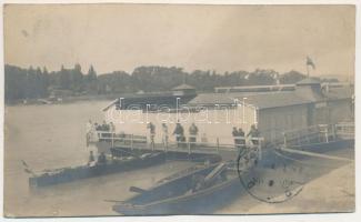 1914 Pozsony, Pressburg, Bratislava; kikötő, Duna, csónakok / port, Danube, boats. photo (vágott / cut)