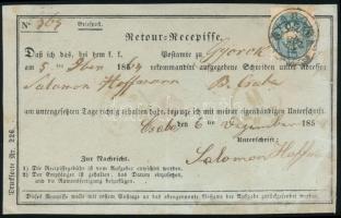 1864 10kr tértivevényen / on Retour Recepisse "GYOROK" + "B.CSABA"