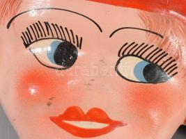 Vintage mázas kerámia maszk falidísz, 11x12 cm