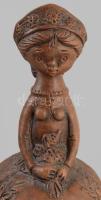 Kőfalvi Gyula (1920-1986): Lány. Jelzett, engóbozott kerámia, m: 21 cm