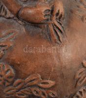 Kőfalvi Gyula (1920-1986): Lány. Jelzett, engóbozott kerámia, m: 21 cm