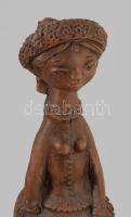 Kőfalvi Gyula (1920-1986): Lány. Jelzett, engóbozott kerámia, m: 32 cm