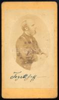 cca 1860 Wilhelm von Tegetthoff (1827-1871) altengernagy portréja, keményhátú fotó feliratozva, 10,5×6,5 cm
