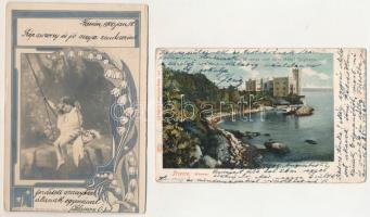 5 db RÉGI (1905 előtti) hosszúcímzéses motívum és város képeslap, vegyes minőségben / 5 pre-1905 mot...