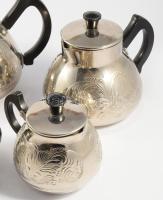 4 részes fém szervírozókészlet, jelzett, m. 14 cm alatt