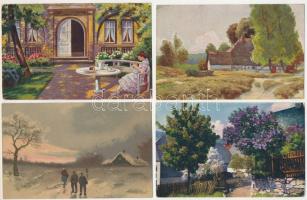 8 db RÉGI művészlap / 8 pre-1945 art postcards