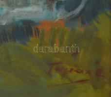 Tápay Lajos (1900-1964): Tehenek. Olaj, farost, jelzett, apró felületi sérülésekkel, fakeretben, 40×...